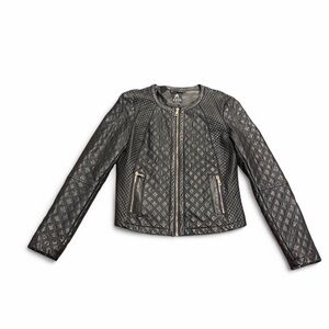 Atmosphere Casual Black Leather Quilted Jacket -NWOT- SIZE M